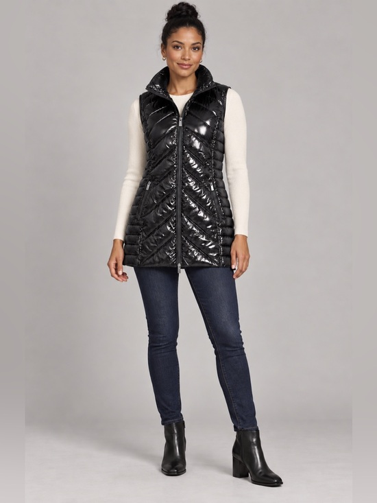 ANORAK Jackets & Blazers - A’NOMA Black Shiny Duck Down Puffer Vest Women’s XL NWT Water Resistant Light
